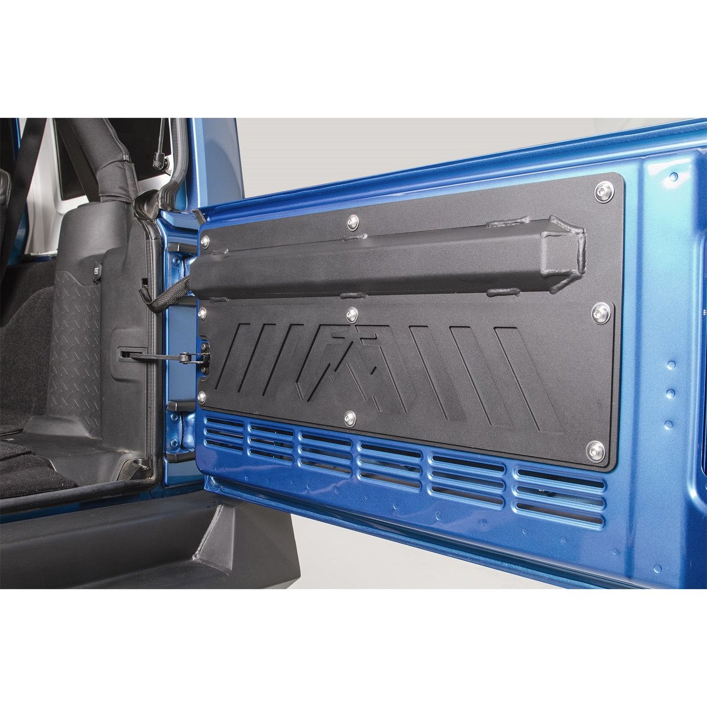 Fab Fours Door Plate Rear Matte Black Powder Coat l JK2000-1