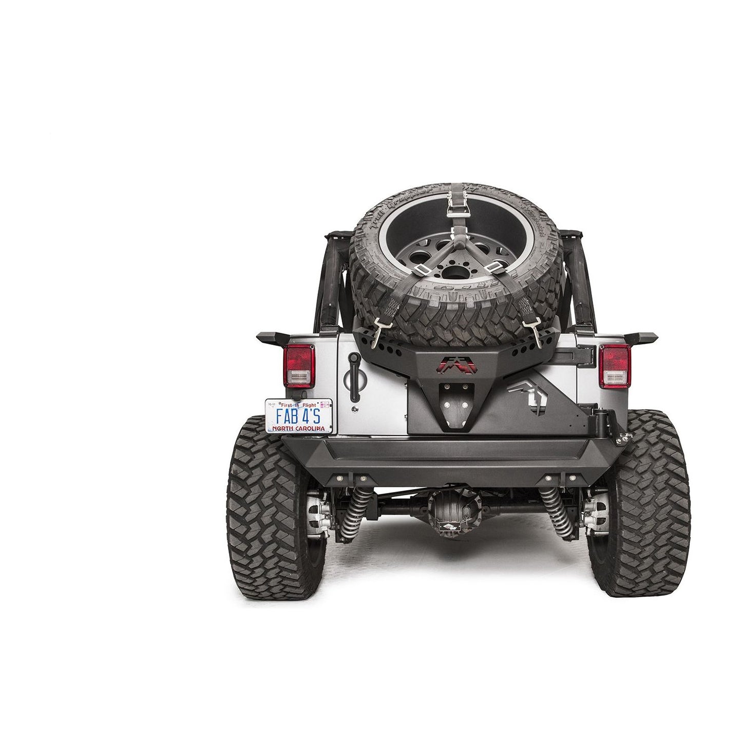 Fab Fours Spare Tire Carrier 2 Stage Black Powder Coated Slant Back Tire Carrier l JK2070-1