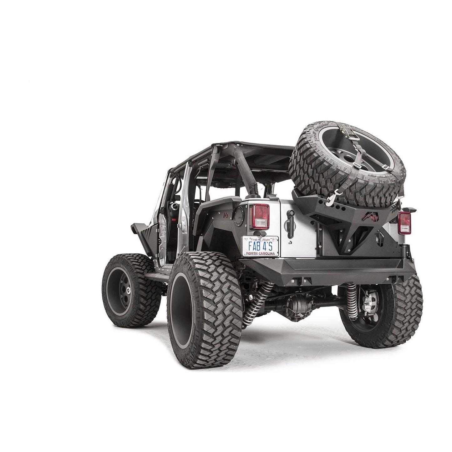 Fab Fours Spare Tire Carrier 2 Stage Black Powder Coated Slant Back Tire Carrier l JK2070-1