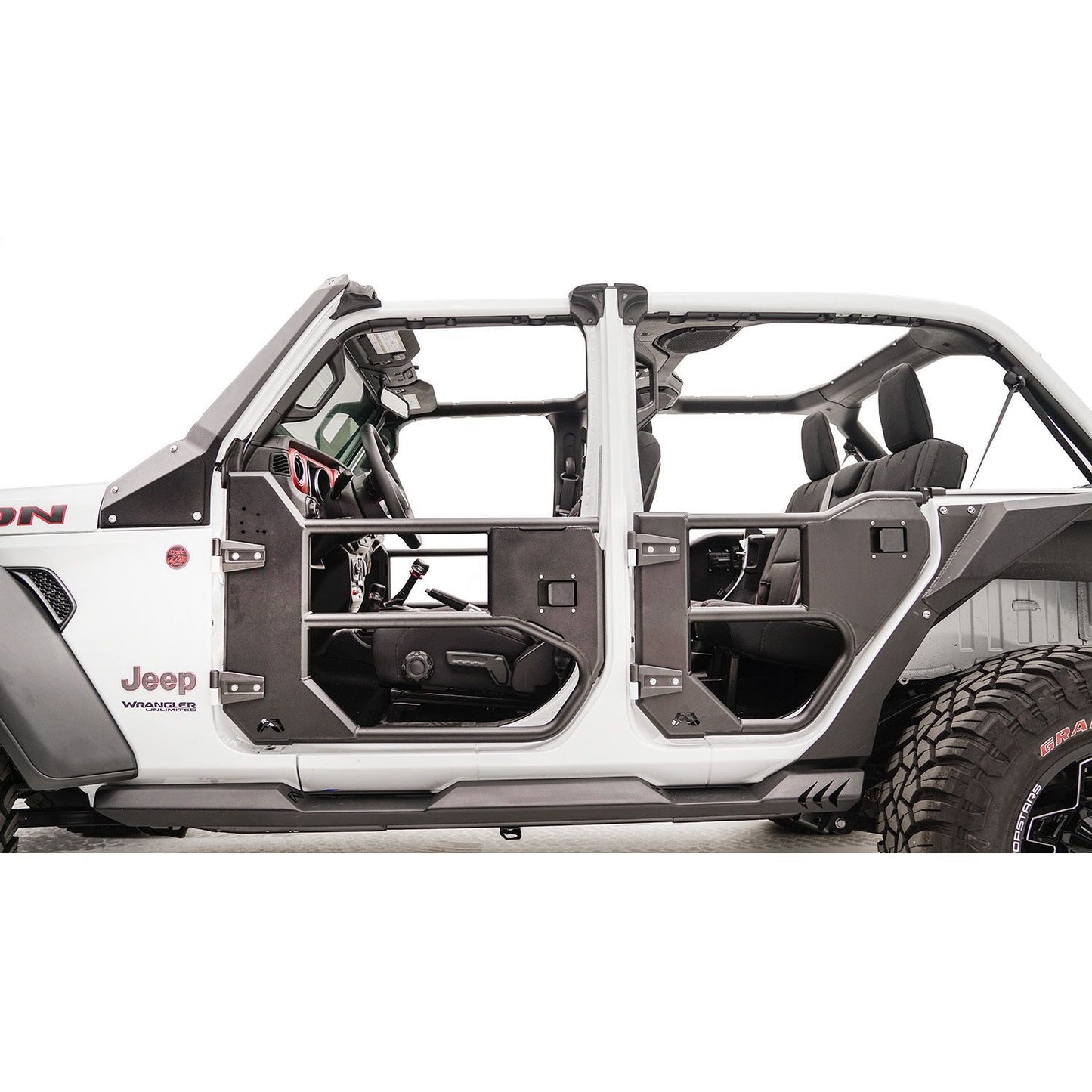 Fab Fours Half Tube Doors Rear Door 2 Stage Matte Black Powder Coat l JL1033-1