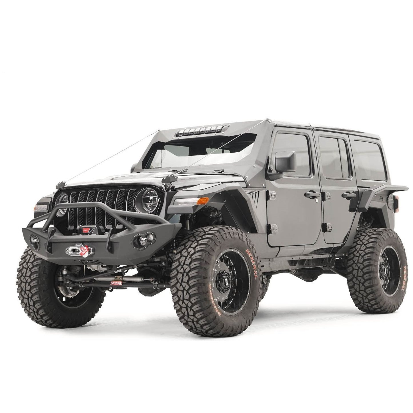 Fab Fours Fender Flare 2 Stage Black Powder Coated Full Width Front w/Base Fender l JL2006-1