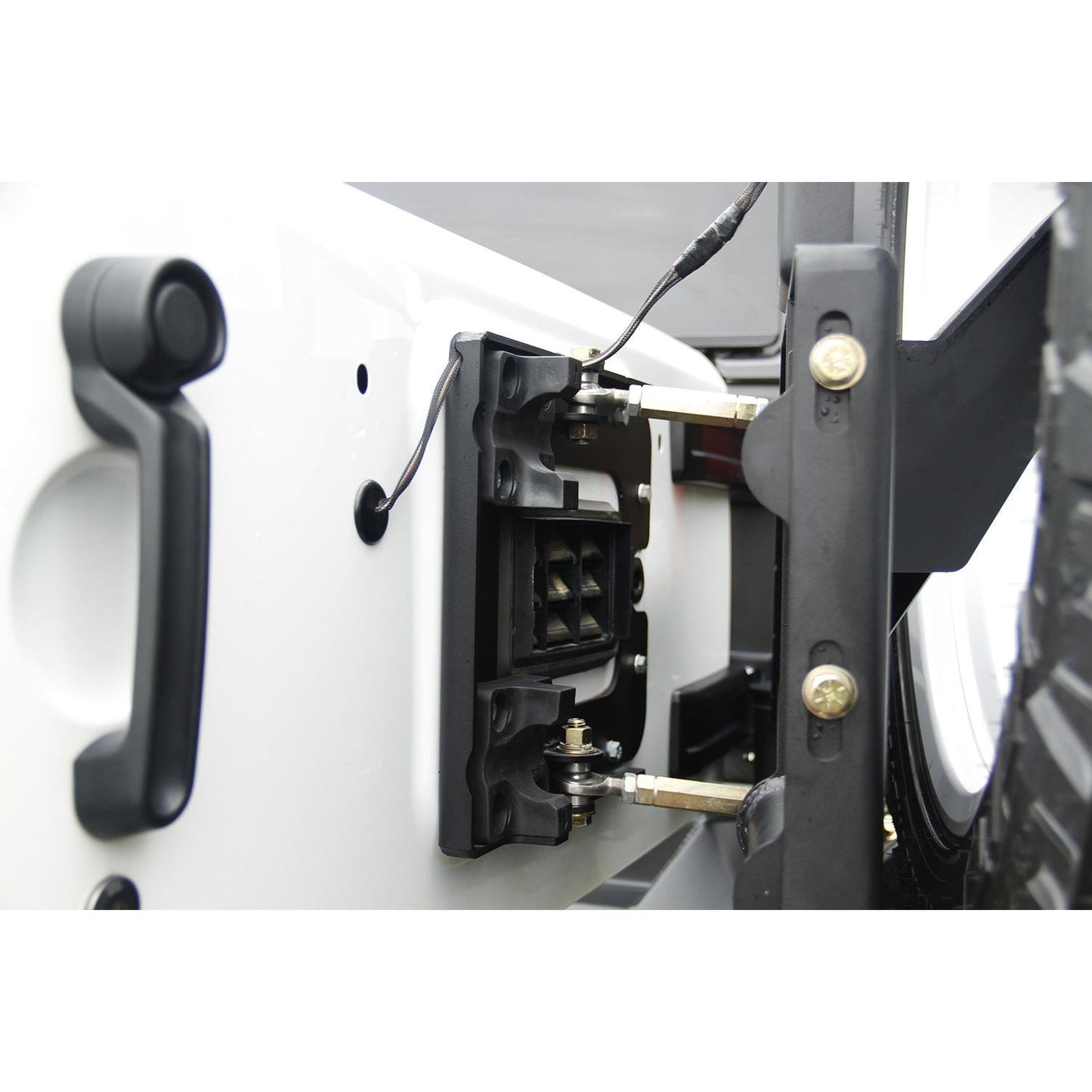 Fab Fours Off The Door Tire Carrier 2 Stage Black Powder Coated Needs Base Bumper l JP-Y1261T-1