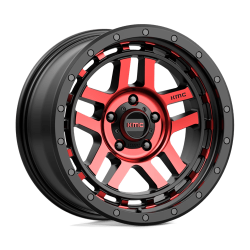 KMC KM540 RECON GLOSS BLACK MACHINED WITH RED TINT