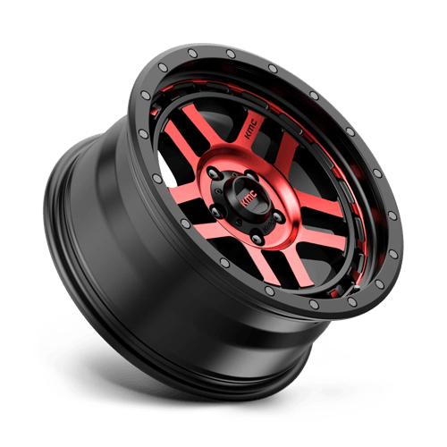 KMC KM540 RECON GLOSS BLACK MACHINED WITH RED TINT