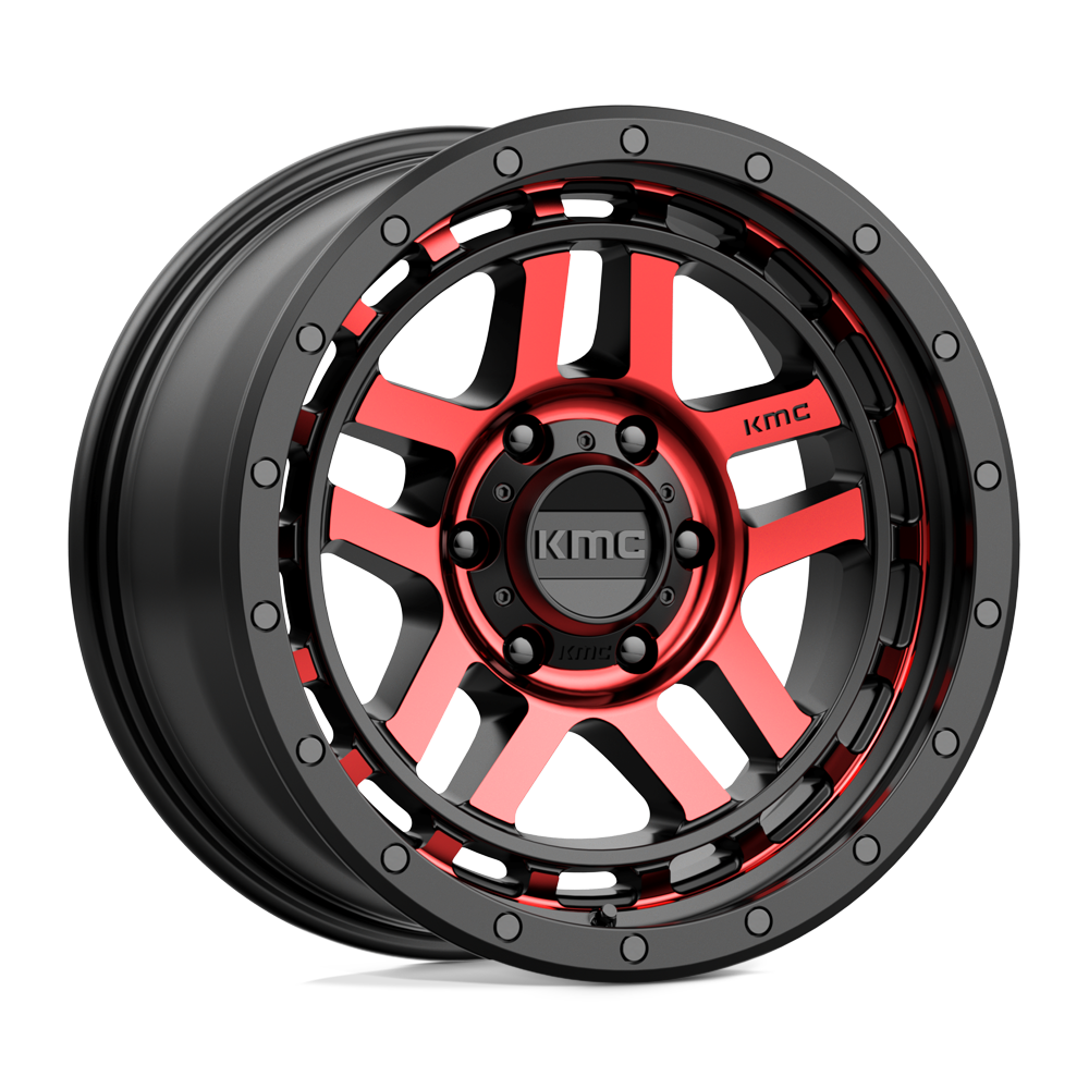 KMC KM540 RECON GLOSS BLACK MACHINED WITH RED TINT