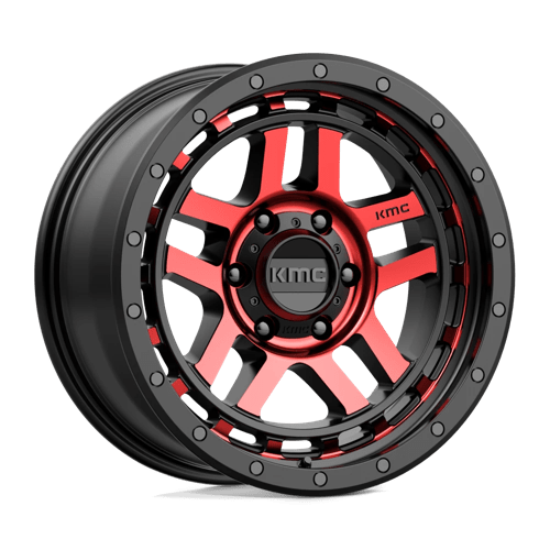 KMC KM540 RECON GLOSS BLACK MACHINED WITH RED TINT