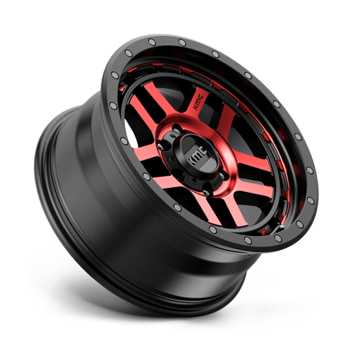 KMC KM540 RECON GLOSS BLACK MACHINED WITH RED TINT
