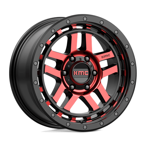 KMC KM540 RECON GLOSS BLACK MACHINED WITH RED TINT