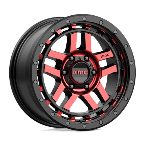 KMC KM540 RECON GLOSS BLACK MACHINED WITH RED TINT