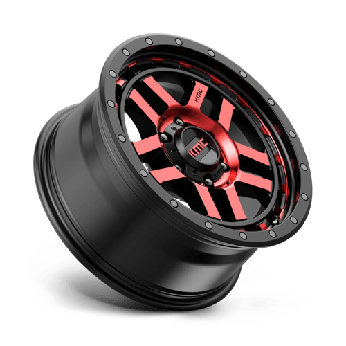KMC KM540 RECON GLOSS BLACK MACHINED WITH RED TINT