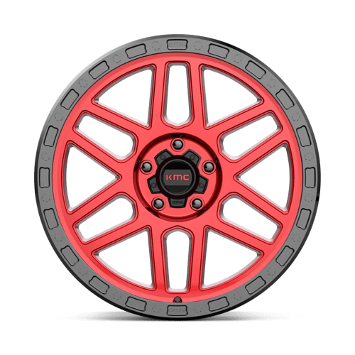 KMC KM544 MESA Candy Red W/ Black Lip off-road wheel showcasing durable design and vibrant color.