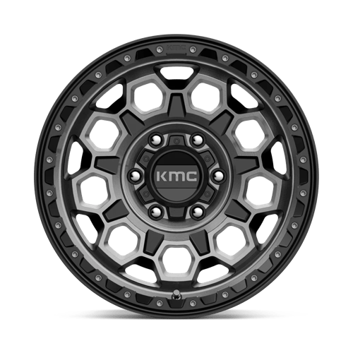 KMC KM545 TREK Satin Black W/ Gray Tint rugged wheel designed for performance and off-road aesthetics.