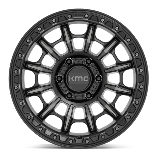 KMC KM547 CARNAGE Satin Black W/ Gray Tint wheel designed for off-road trucks and SUVs.