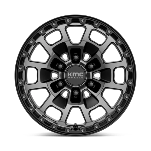 KMC KM718 SUMMIT Satin Black W/ Gray Tint wheel showcasing rugged design and durable performance for off-road vehicles.
