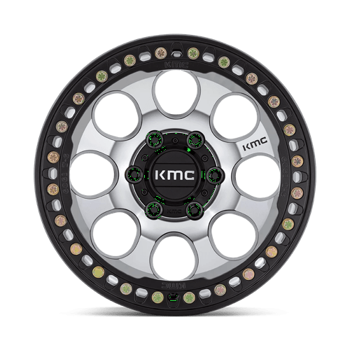 KMC KM237 RIOT BEADLOCK MACHINED FACE SATIN BLACK WINDOWS WITH SATIN BLACK RING