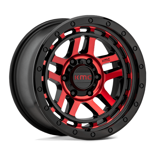 KMC KM540 RECON GLOSS BLACK MACHINED WITH RED TINT