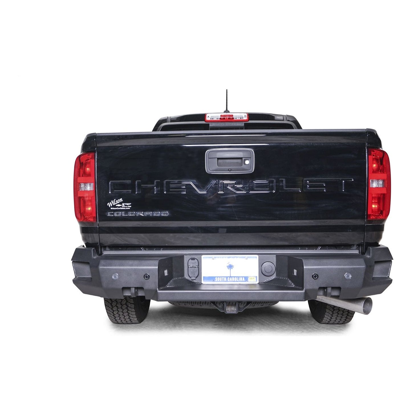 Fab Fours Premium Rear Sensor Bumper 3/4 in. D-Ring Sensor Compatible Black Powder Coat 95 lbs. Weight 10.25 in. Height 69.25 Width 14.625 in. Depth l CC21-W3351-1