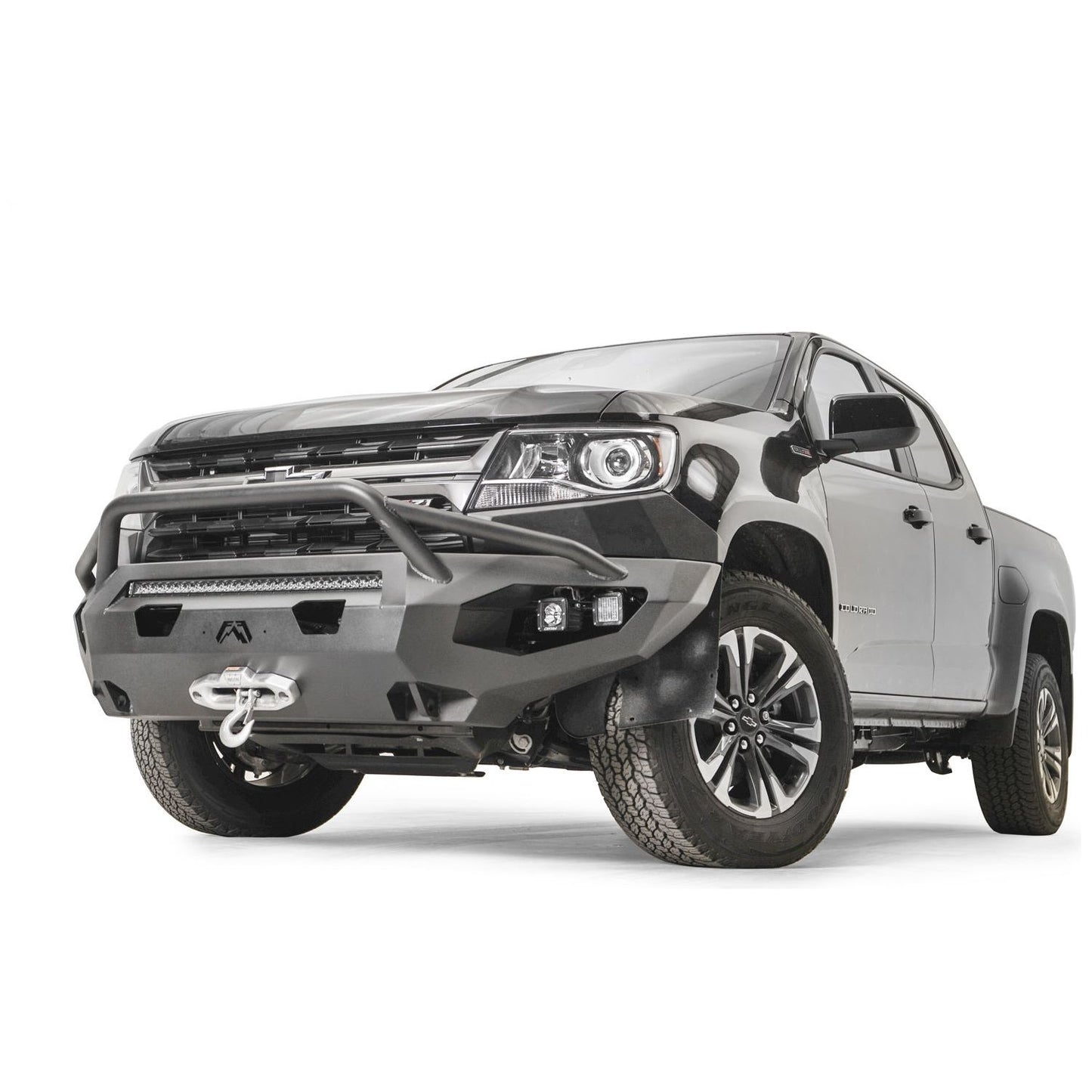 Fab Fours Matrix Front Bumper w/Pre-Runner Guard Black Powder Coat 136 lbs. Weight 15 in. Height 74 in. Width 25.5 in. Depth l CC21-X5152-1