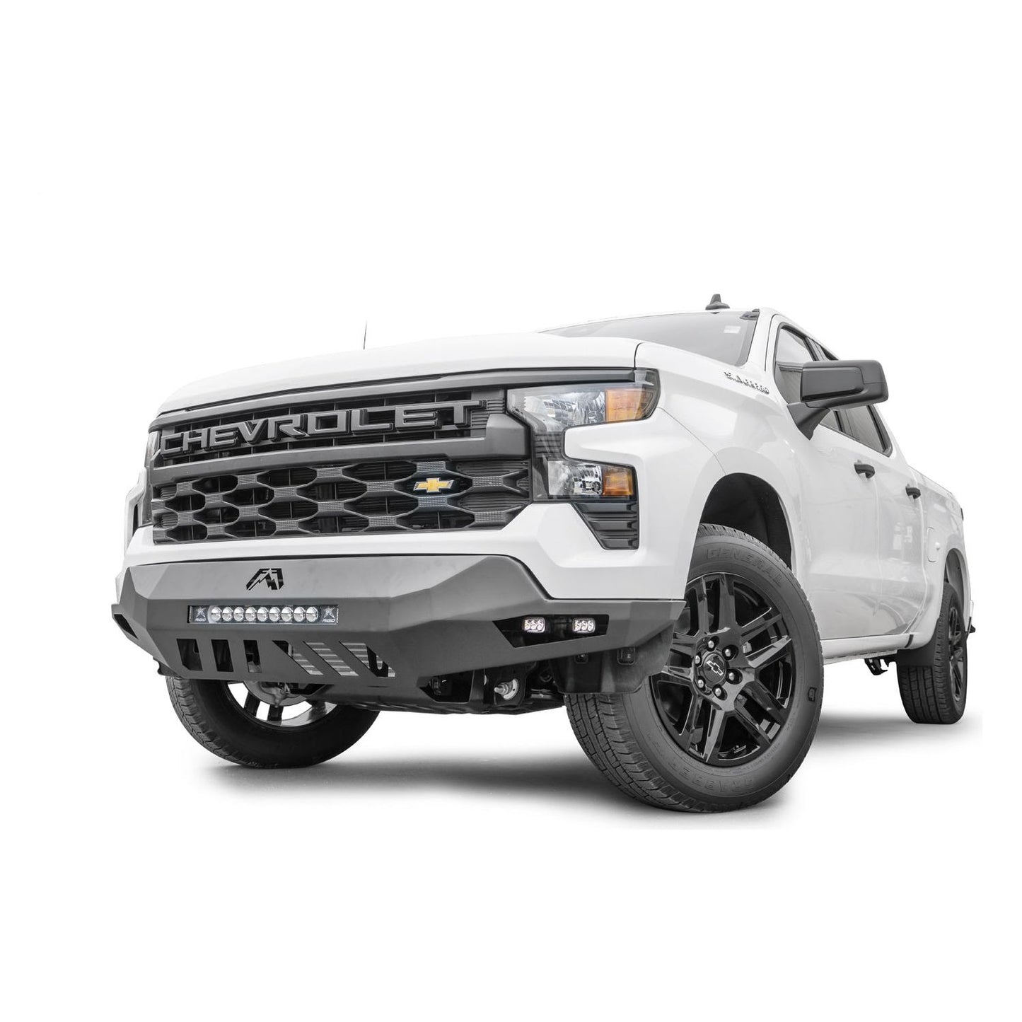 Fab Fours Vengeance Front Bumper w/No Guard Black Powder Coat For Mount LED Cube Lights l CS22-D5661-1