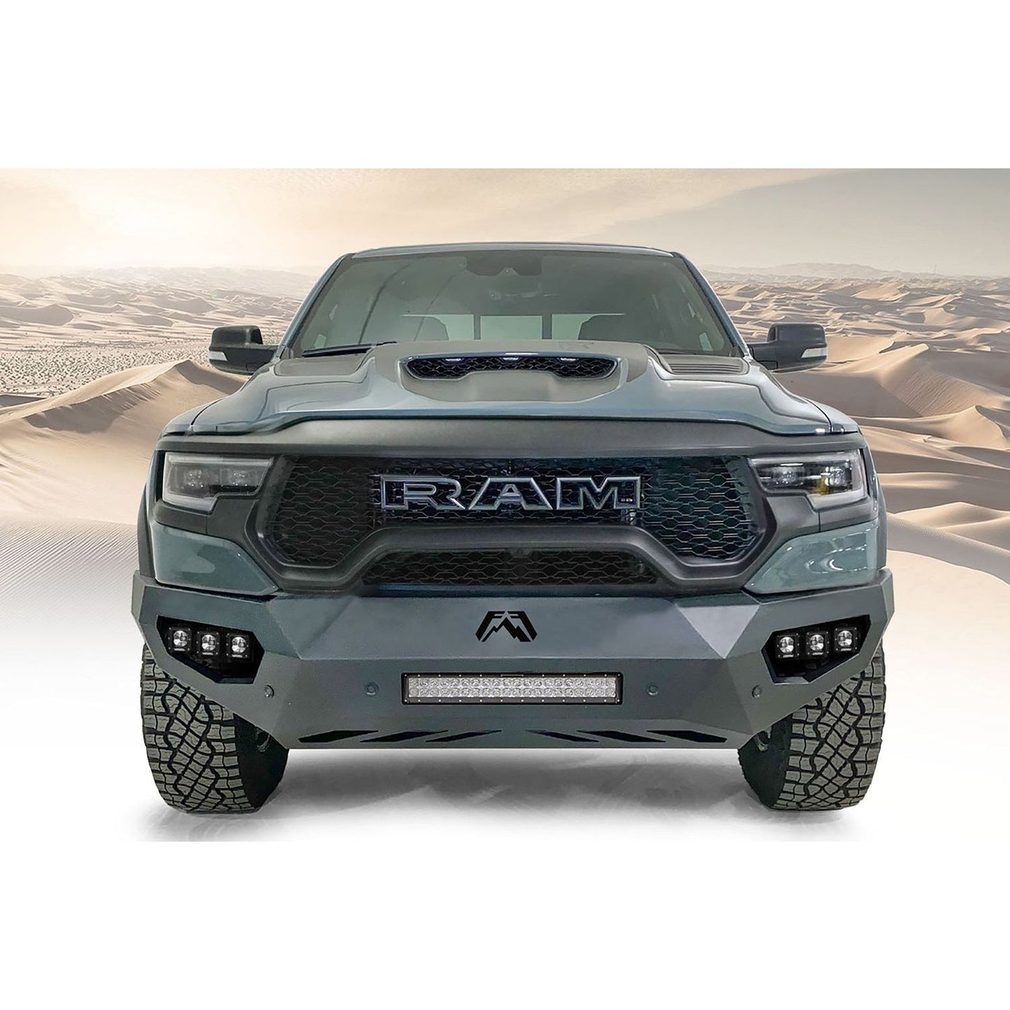 Fab Fours Vengeance Front Bumper No Guard Sensor Compatible 2 Stage Matte Black Powder Coat l DX21-V4551-1