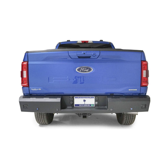 Fab Fours Red Steel Rear Bumper Logo Cut-Out 11 Gauge Steel Sensor Compatible Black Powder Coat 75 lbs. Weight l FF21-RT5150-1