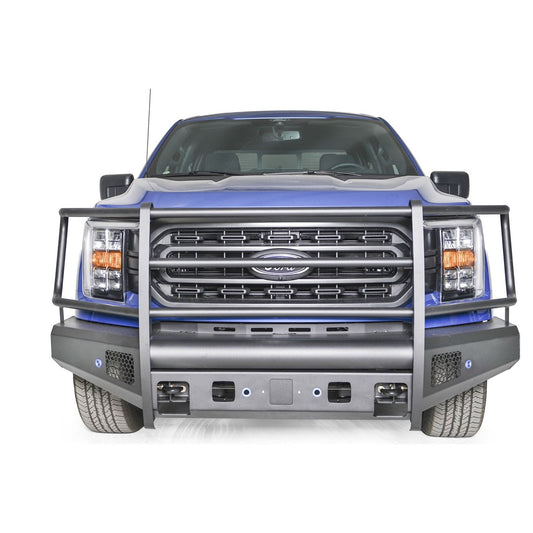 Fab Fours Elite Front Bumper Full Guard Incl. Tow Hooks Lower Guard 12 Gauge Steel Construction Black Powder Coat 194 lbs. Weight l FF21-R5060-1