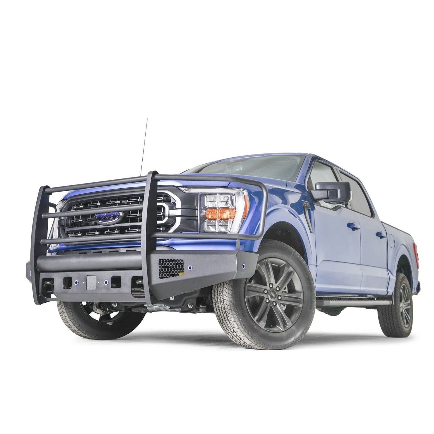 Fab Fours Elite Front Bumper Full Guard Incl. Tow Hooks Lower Guard 12 Gauge Steel Construction Black Powder Coat 194 lbs. Weight l FF21-R5060-1