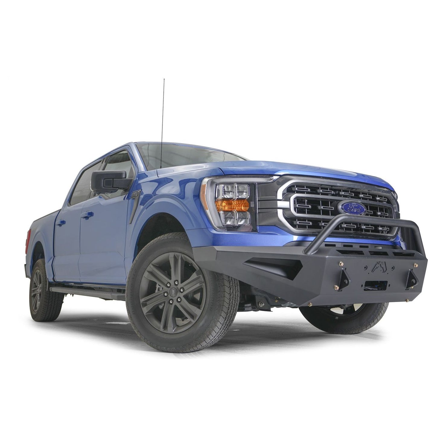 Fab Fours Red Steel Front Bumper Hold Up 12000 lbs. Winch 11 Gauge Steel 1/4 in. Winch Tray Black Powder 130 lbs. Weight l FF21-RS5162-1
