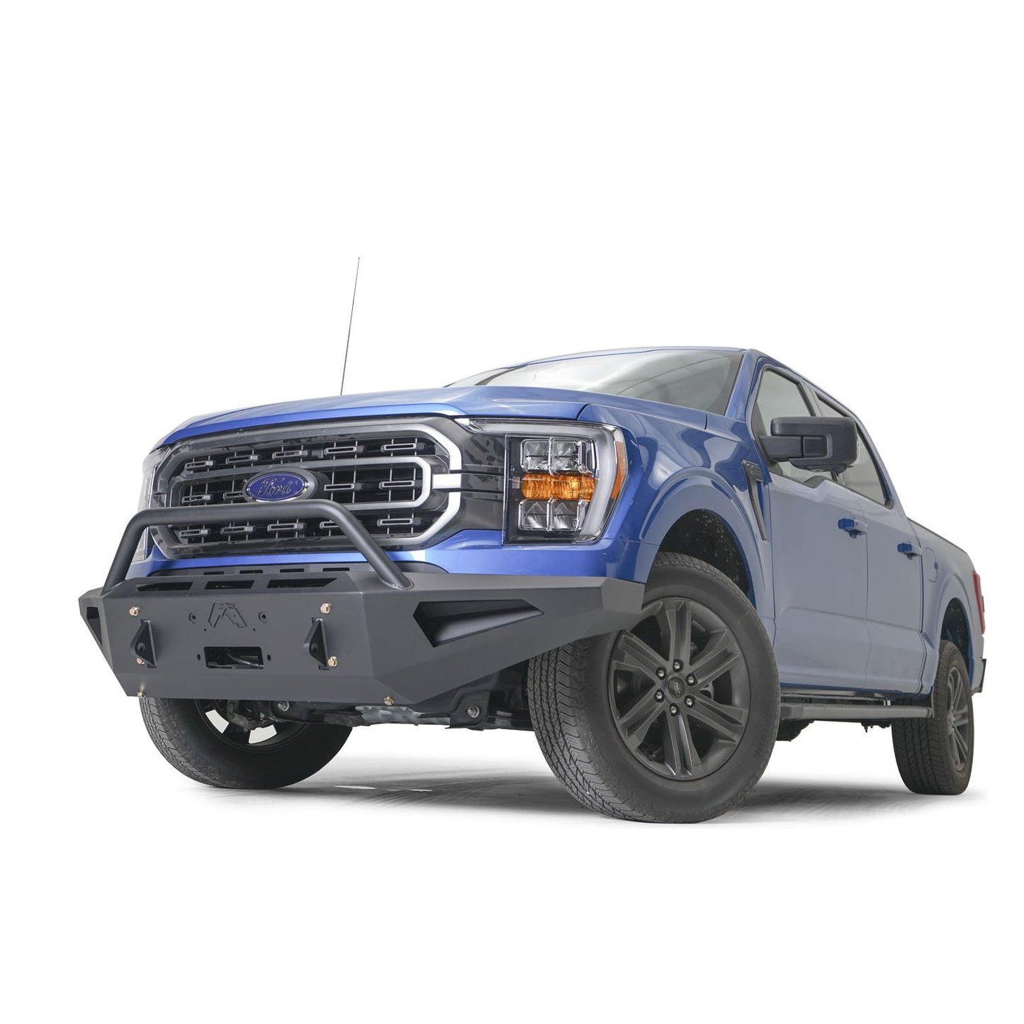 Fab Fours Red Steel Front Bumper Hold Up 12000 lbs. Winch 11 Gauge Steel 1/4 in. Winch Tray Black Powder 130 lbs. Weight l FF21-RS5162-1
