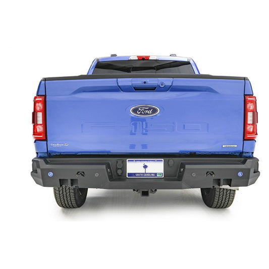 Fab Fours Premium Rear Bumper 2 Stage Black Powder Coated w/Pre-Drilled Sensor Holes l FF21-W5051-1