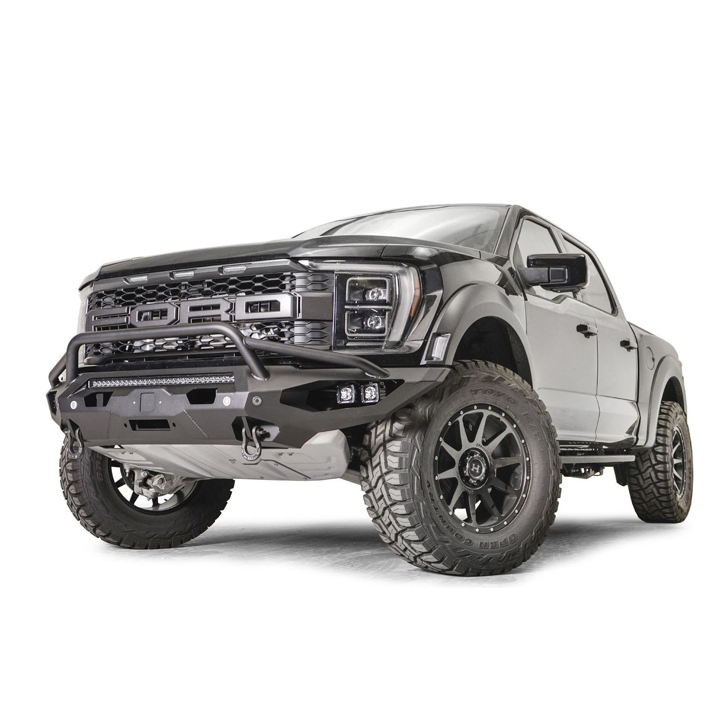 Fab Fours Matrix Front Bumper 2 Stage Black Powder Coated w/Pre-Runner Guard ACC Compatible l FR21-X5352-1