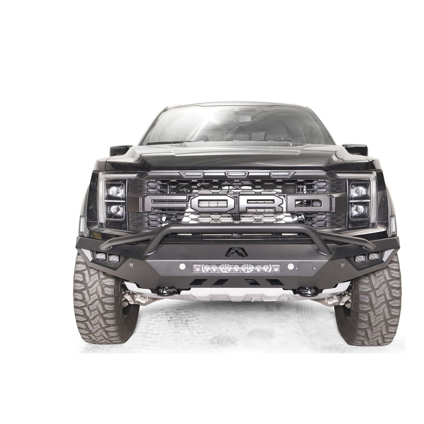 Fab Fours Vengeance Front Bumper 2 Stage Black Powder Coated w/Pre Runner Guard l FR21-D5352-1