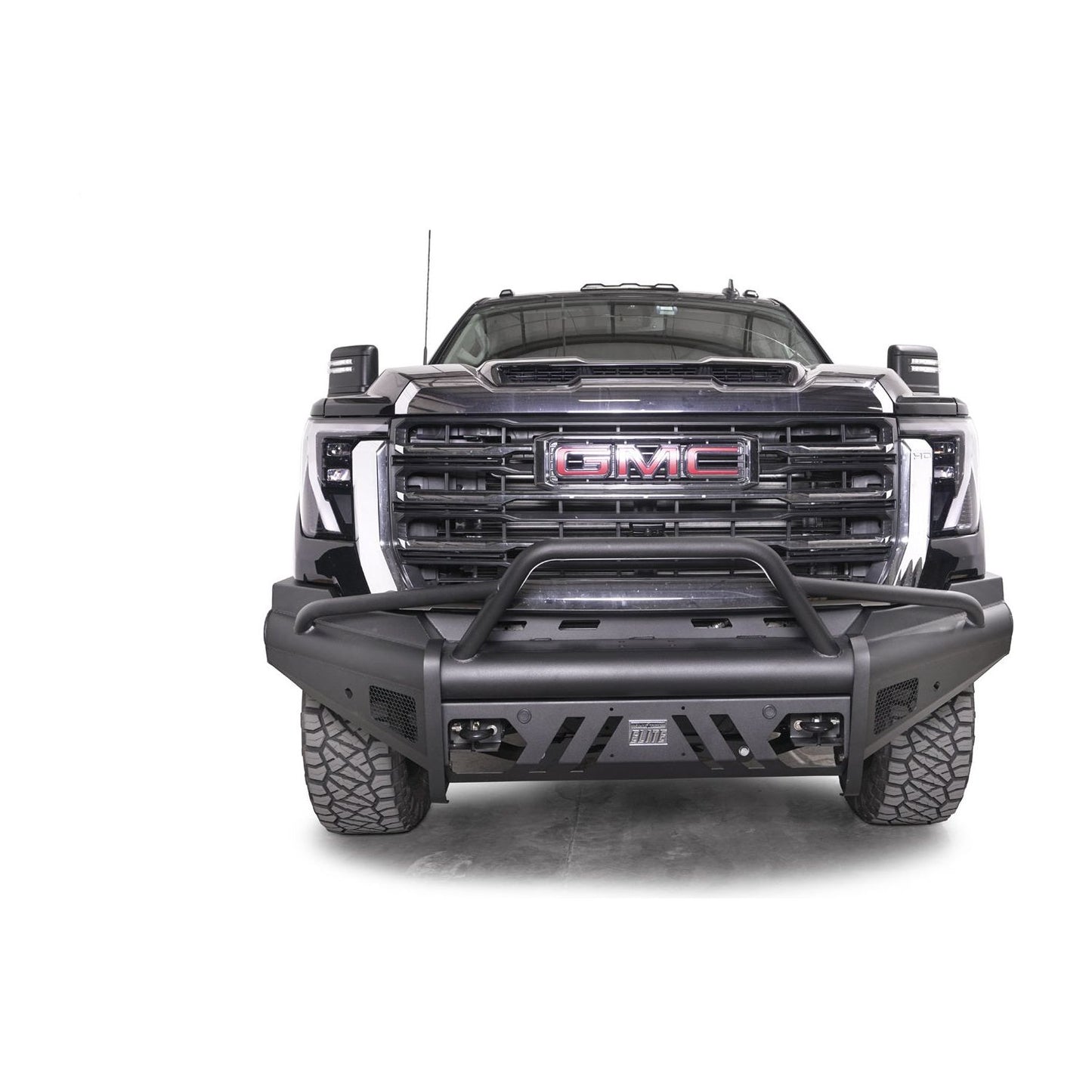 Fab Fours Elite Front Bumper w/ Pre-Runner Guard Black Steel w/ Sensor Incl. Tow Hooks l GM24-Q6262-1