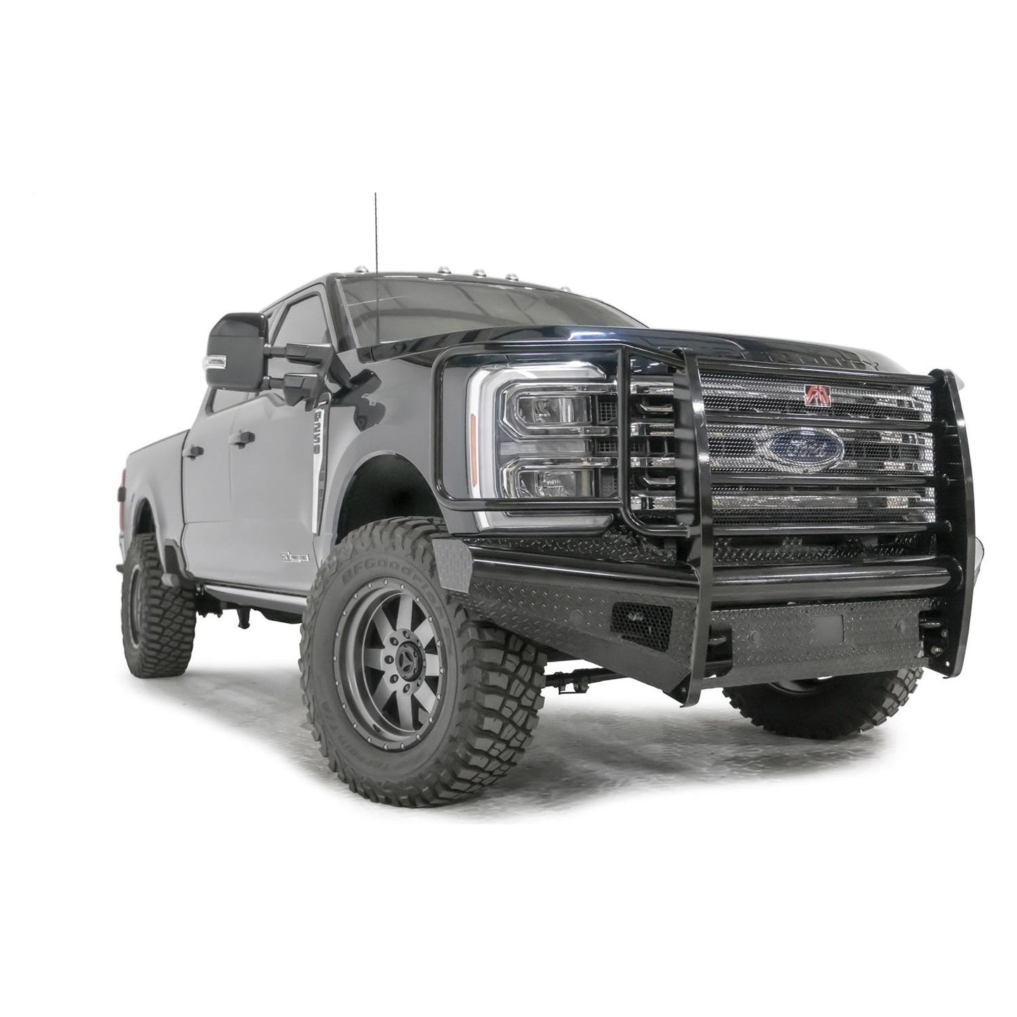 Fab Fours Black Steel Front Bumper w/Full Grill Guard Sensor Compatible Gloss Black l FS23-S5960-1