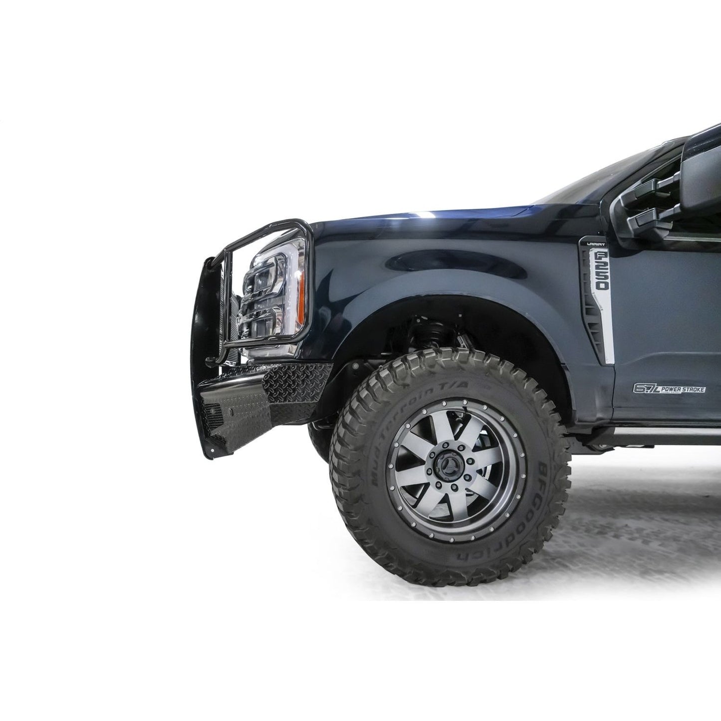 Fab Fours Black Steel Front Bumper w/Full Grill Guard Sensor Compatible Gloss Black l FS23-S5960-1