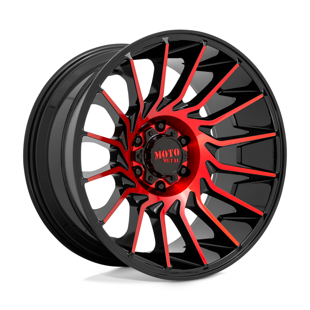 Moto Metal MO807 GLOSS BLACK MACHINED WITH RED TINT