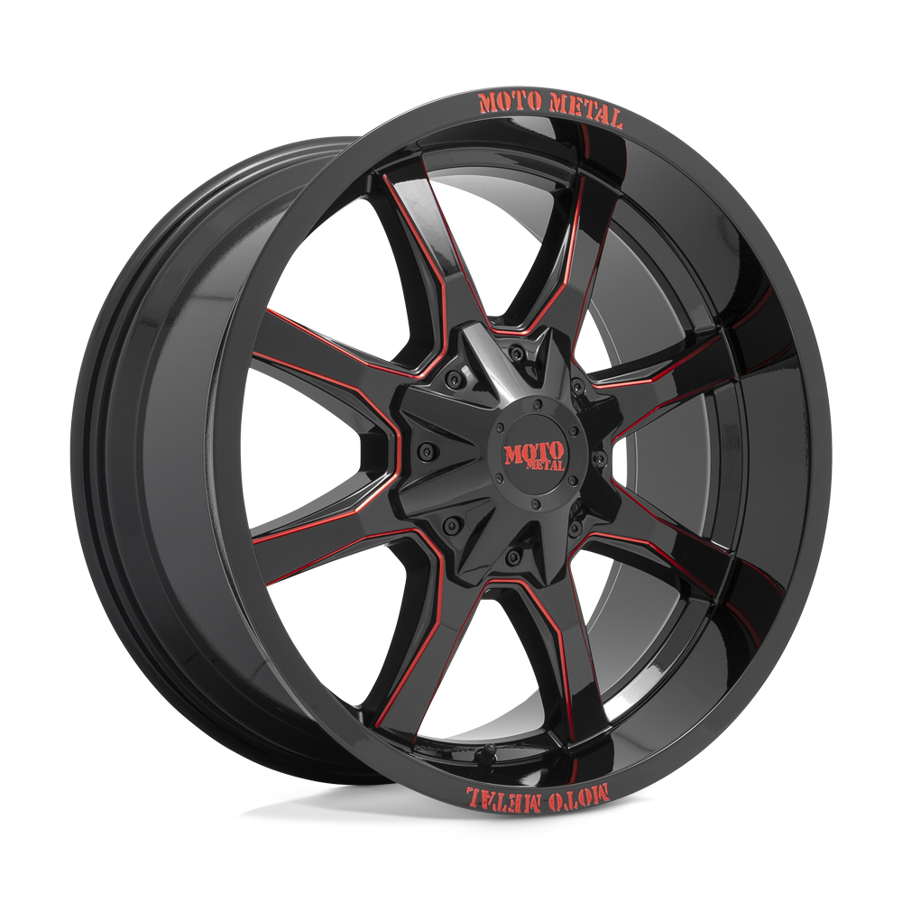 Moto Metal MO970 GLOSS BLACK MILLED WITH RED TINT & MOTO METAL ON LIP