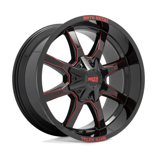 Moto Metal MO970 GLOSS BLACK MILLED WITH RED TINT & MOTO METAL ON LIP