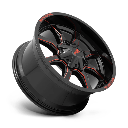Moto Metal MO970 GLOSS BLACK MILLED WITH RED TINT & MOTO METAL ON LIP