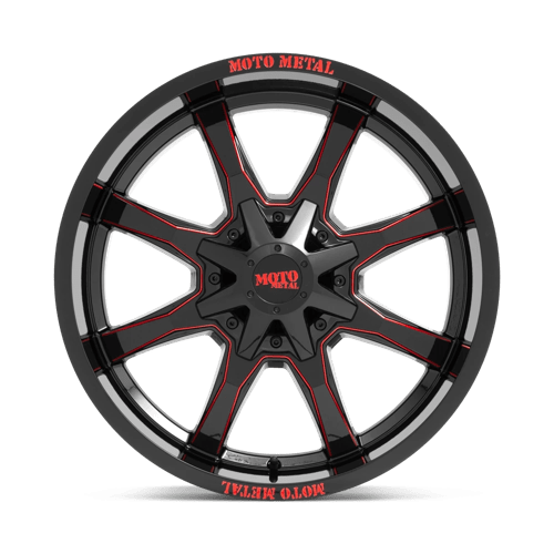 Moto Metal MO970 GLOSS BLACK MILLED WITH RED TINT & MOTO METAL ON LIP