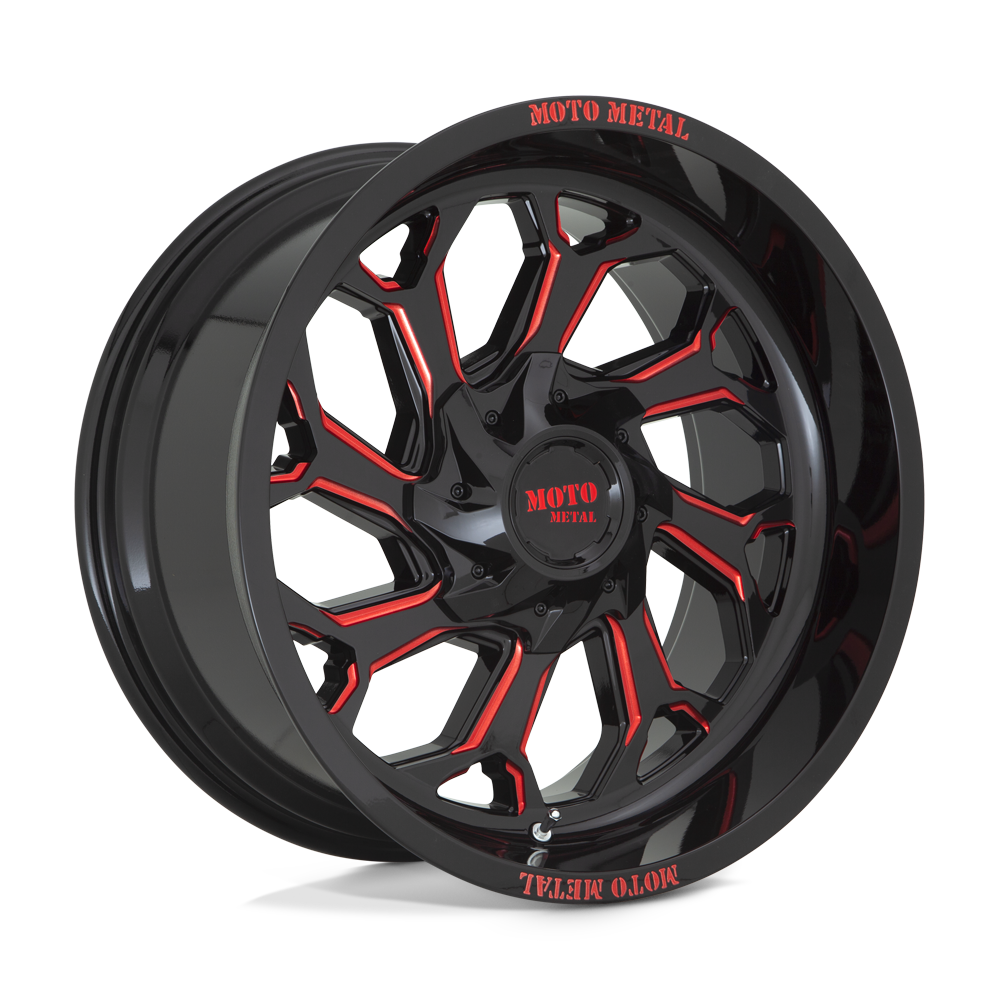 Moto Metal MO999 GLOSS BLACK MILLED WITH RED TINT
