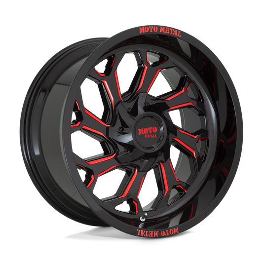 Moto Metal MO999 GLOSS BLACK MILLED WITH RED TINT