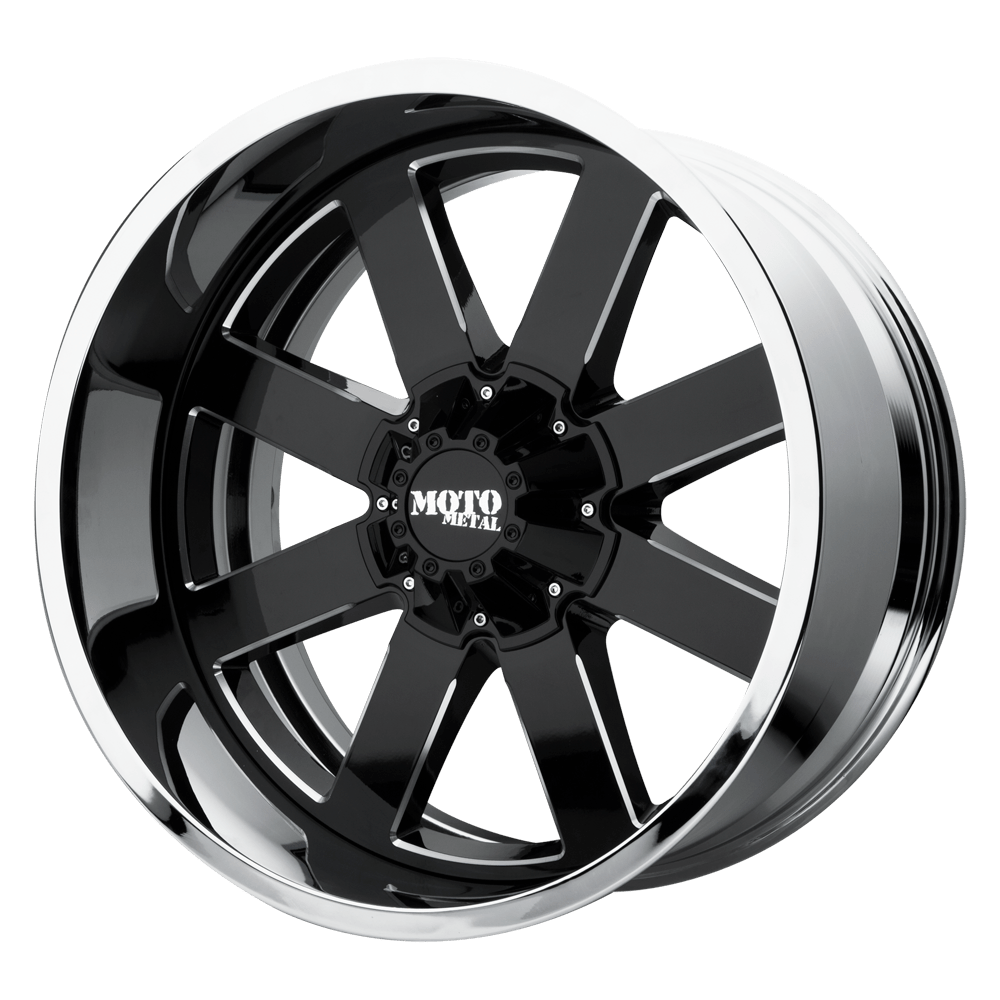 Moto Metal MO200 GLOSS BLACK MILLED CENTER CHROME LIP