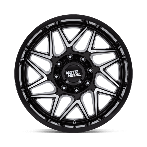 Moto Metal MO812 TURBINE Gloss Black W/ Machined Face off-road wheel showcasing unique design and robust features.