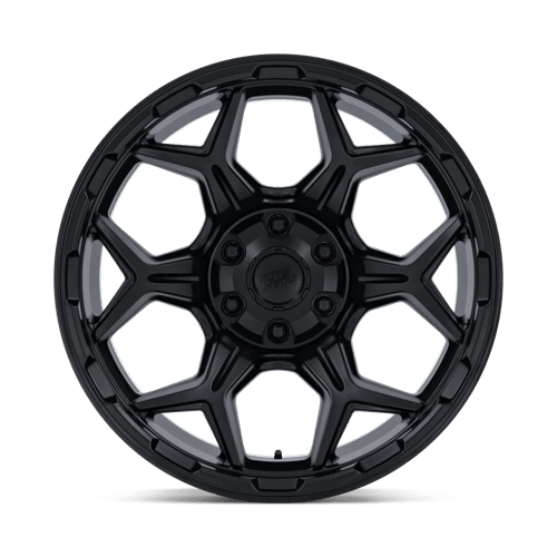 Moto Metal MO815 DUX Blackout wheel featuring a sleek black finish and bold split six-spoke design.