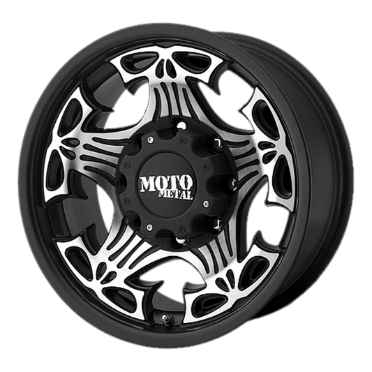 Moto Metal MO909 SKULL GLOSS BLACK WITH MACHINED FACE