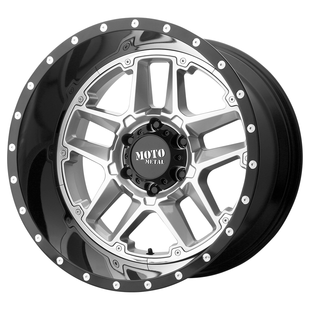 Moto Metal MO987 SENTRY GLOSS SILVER CENTER GLOSS BLACK LIP