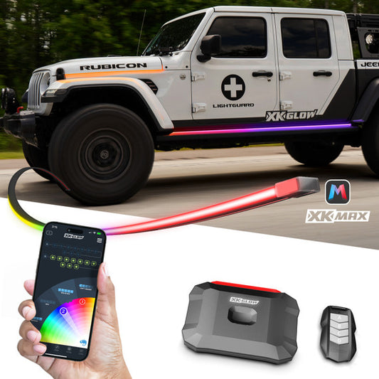 XKGLOW | XKmax RGB Addressable Accent Light Strip App Control Kit for Jeep | App-controlled 2x36in Kit | MX-BG-JP-STA
