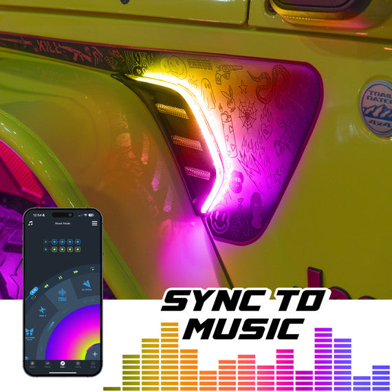 XKGLOW | XKmax App Control JEEP Air Vent Light Light RGB + Amber Turn Signal & Running | MX-VENT-RGB-KIT