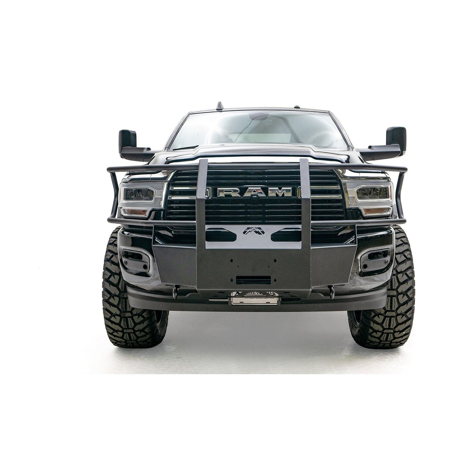 Fab Fours Winch Mount Full Grill Guard 2 Stage Matte Black Powder Coated l DR19-N4470-1